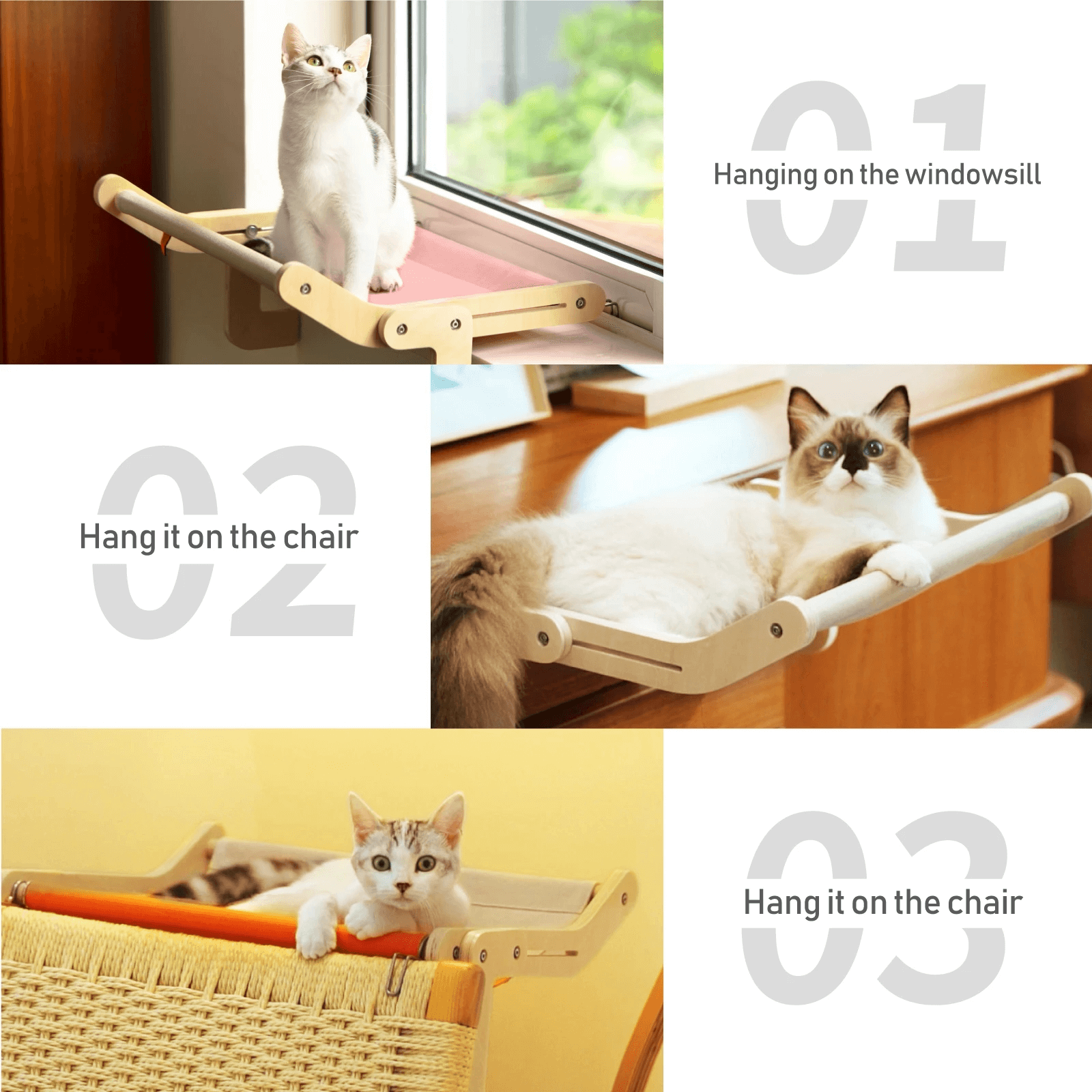 Sturdy Cat Window Perch Wooden Assembly Hanging Bed